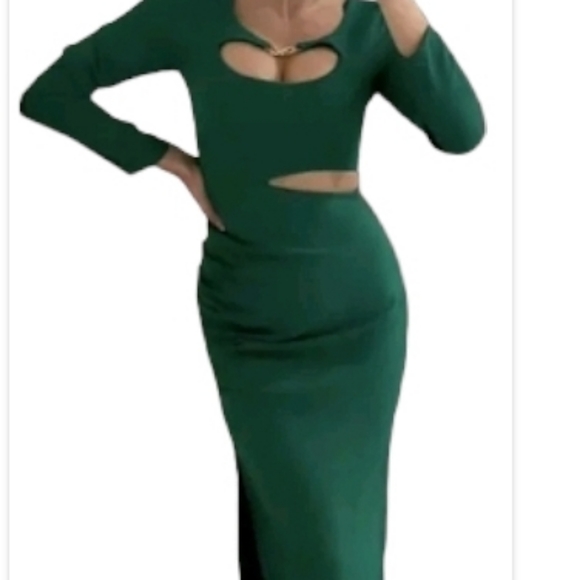 Zara green cutout midi dress size Small NEW - Picture 2 of 10